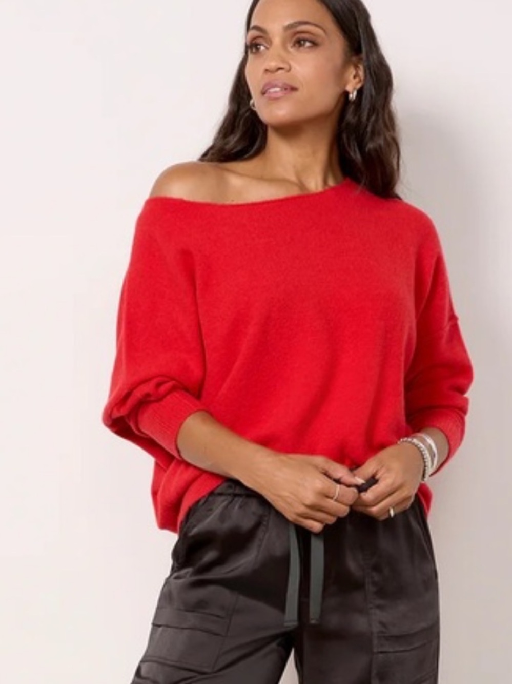 Evereve Jessie Red Boatneck Women's Sweater ladies size L NWT